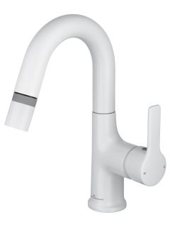 Смеситель для раковины Wonzon & Woghand WW-FE01L212-MW с выдвижным изливом белый матовый